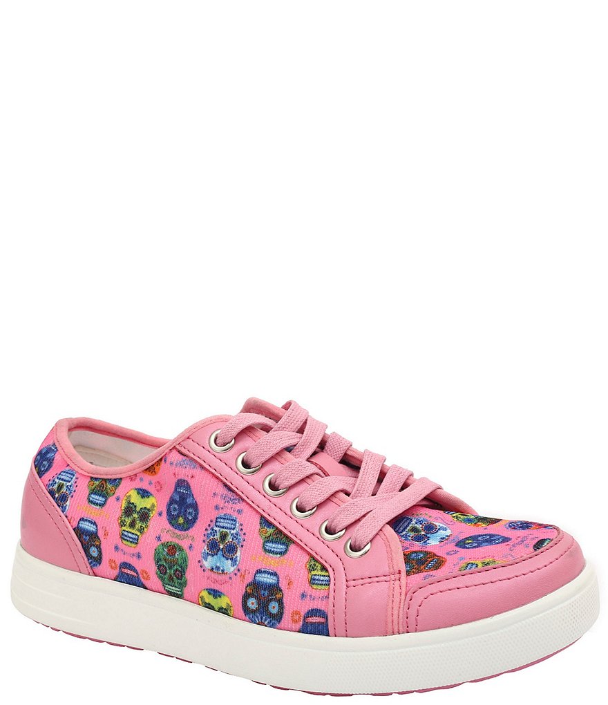 Traq by Alegria Sneaq Sugar Skulls Print Dream Fit Knit Pedometer Sneakers