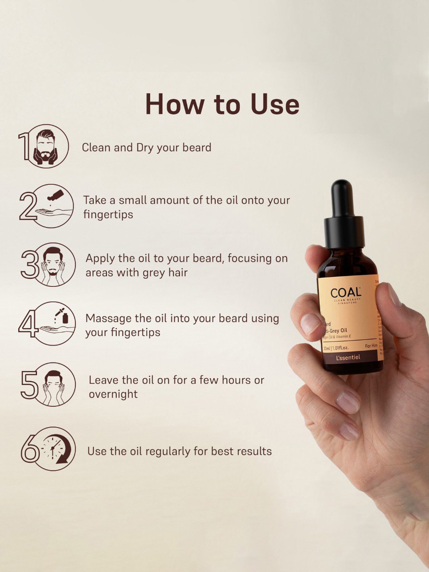 COAL Clean Beauty Beard Anti-Grey Oil - 30 ml