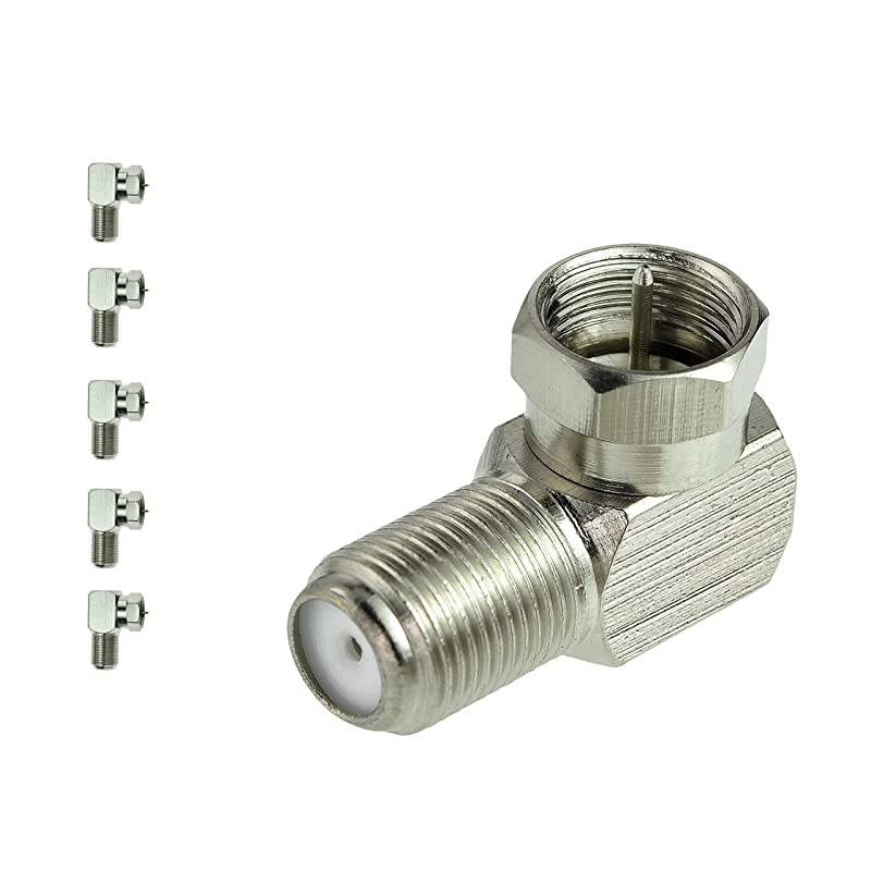 FType Right Angle Adapter 90&deg; Female to Male Connector 5 Pack Part CONNF81RA5PK
