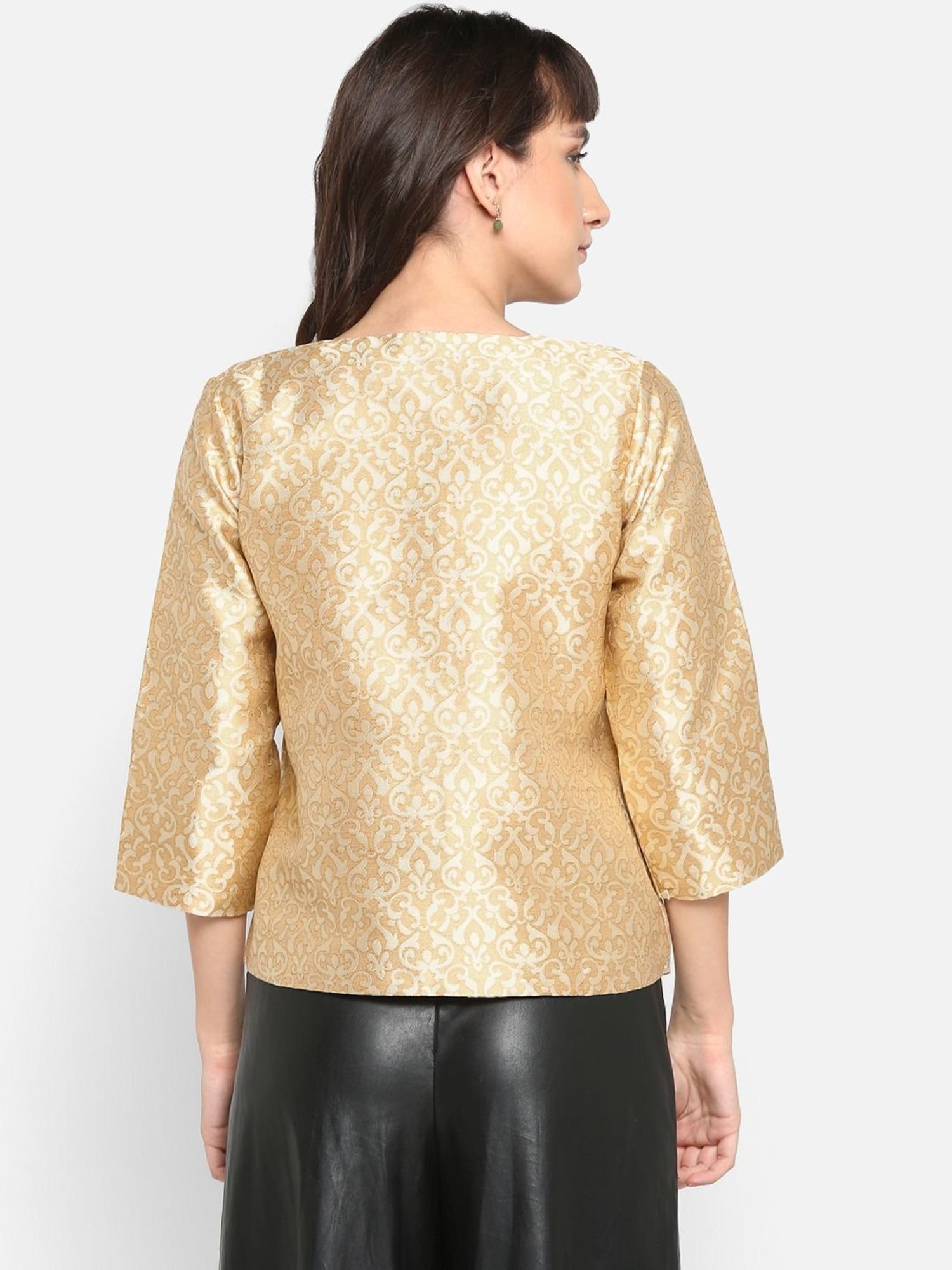 Hangup Beige Jacquard Pattern Shrug