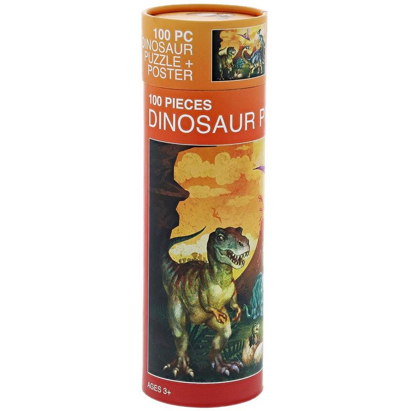 Blue Panda 100-Pieces Dinosaur Jigsaw Puzzle and Matching Poster for Kids