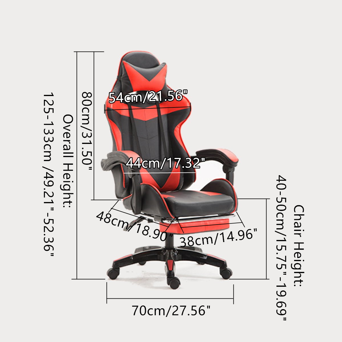 Leather Home Office Gaming Chair High Back Swivel Recliner Seat with Footrest