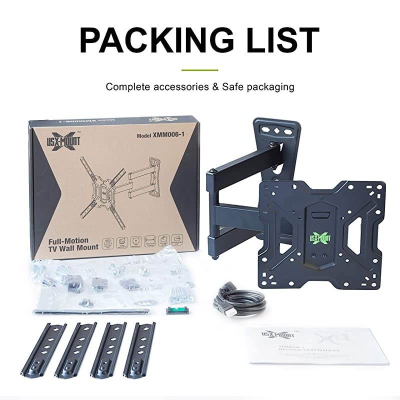 Full Motion Swivel Articulating Tilt TV Wall Mount Bracket for 26-55" LED, OLED and 4K TVs, TV Mount Fit for 32, 40, 50 TV with VESA Up to 400x400mm-Weight Capacity Up to 60lbs