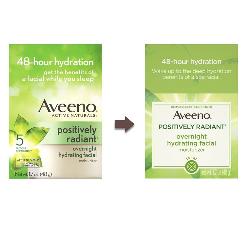 Aveeno Active Naturals Positively Radiant Overnight Hydrating Facial Moisturizer - 1.7oz