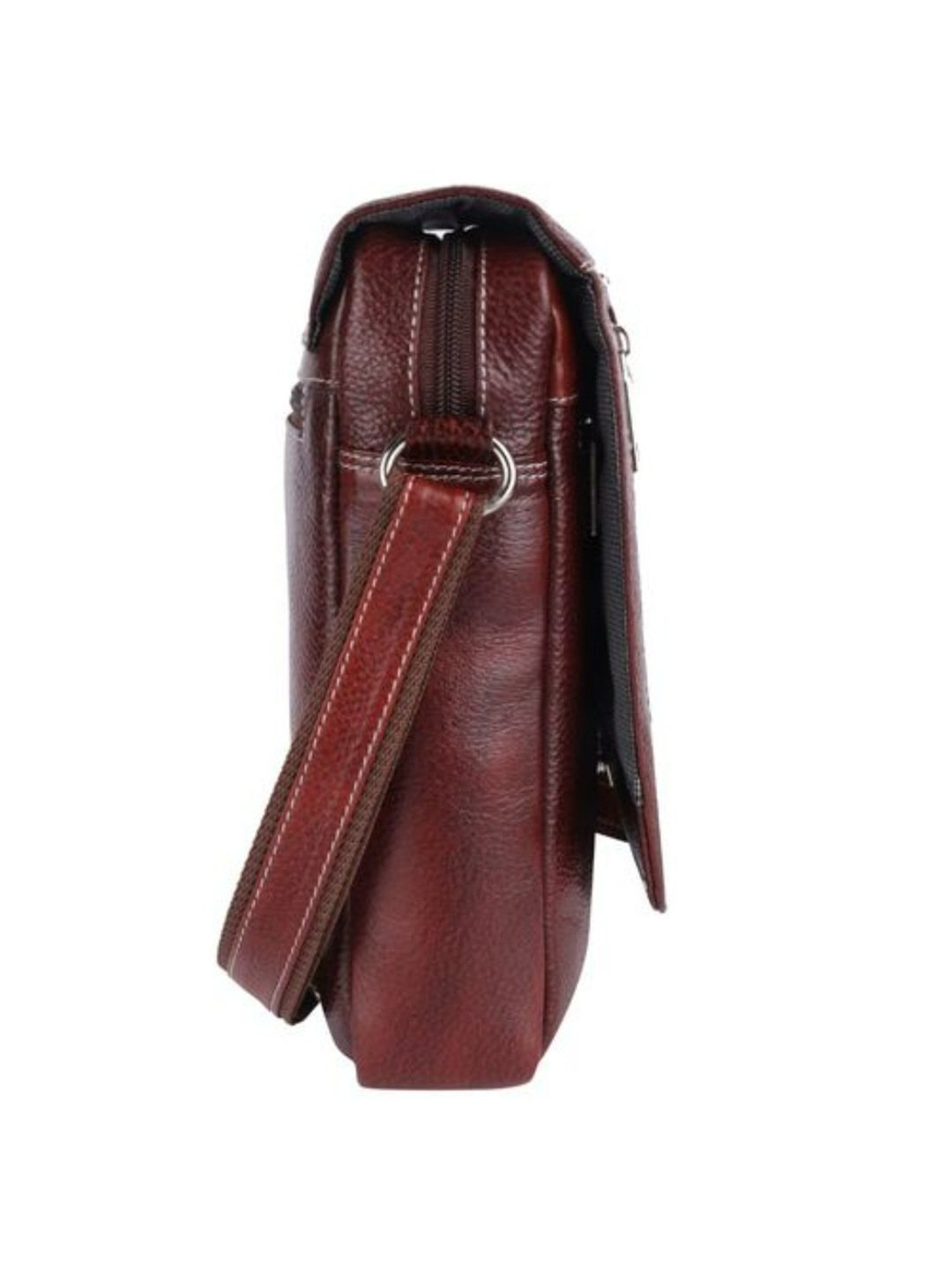 HiLEDER Brown Textured Small Leather 12 inch Cross Body Bag