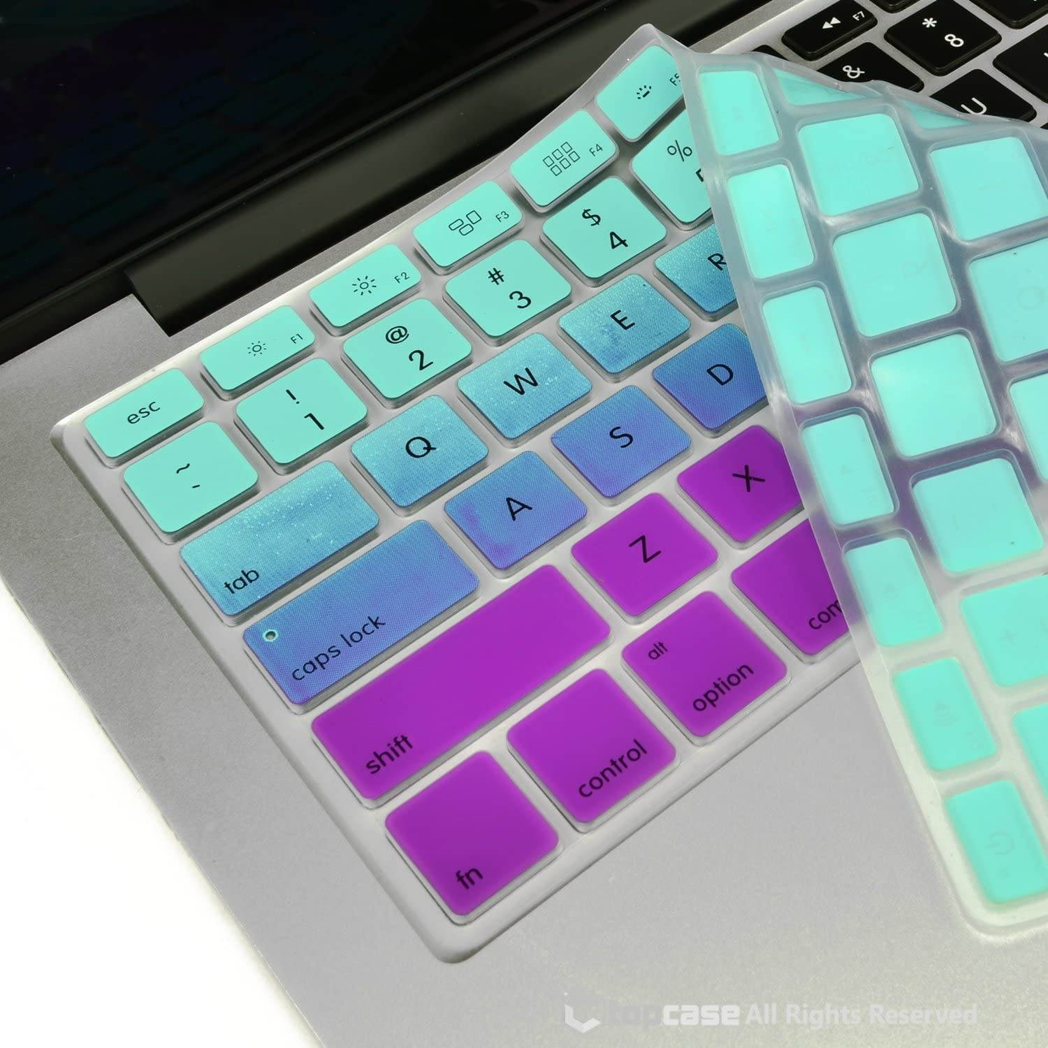 TOP CASE - Faded Ombre Series Keyboard Cover Skin Compatible with MacBook 13" Unibody/Old Generation MacBook Pro 13" 15" 17" /MacBook Air 13"/Wireless Keyboard-Light Blue&Purple