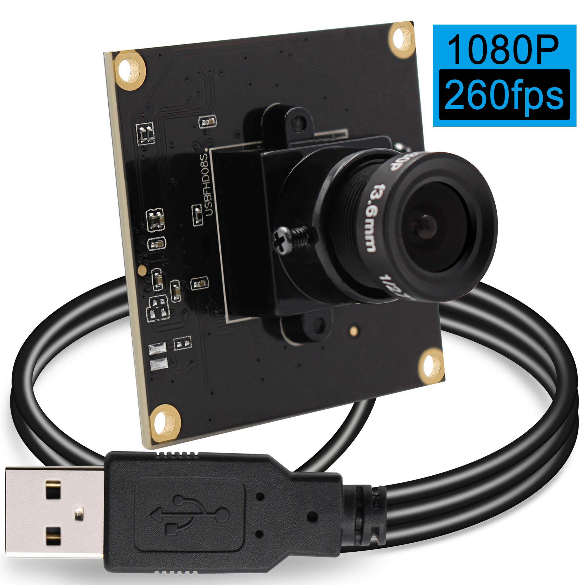 2MP Web Camera Module High Frame 640x360@ 260fps USB Webcamera 1080P Web Camera Module for Surveillance Industrial Home Web 2.0 for PC,ATM,Mobile Phone,Kiosk High Speed Webcams