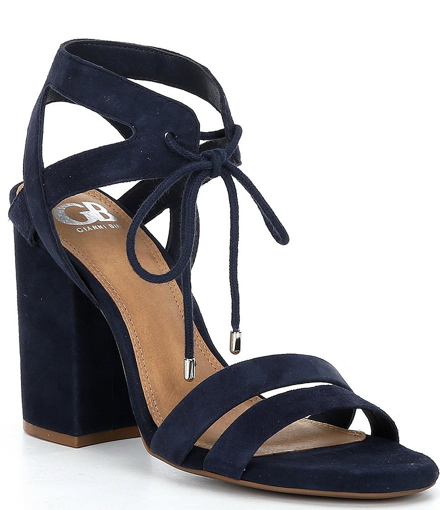 GB After-Hours Suede Strappy Block Heel Sandals