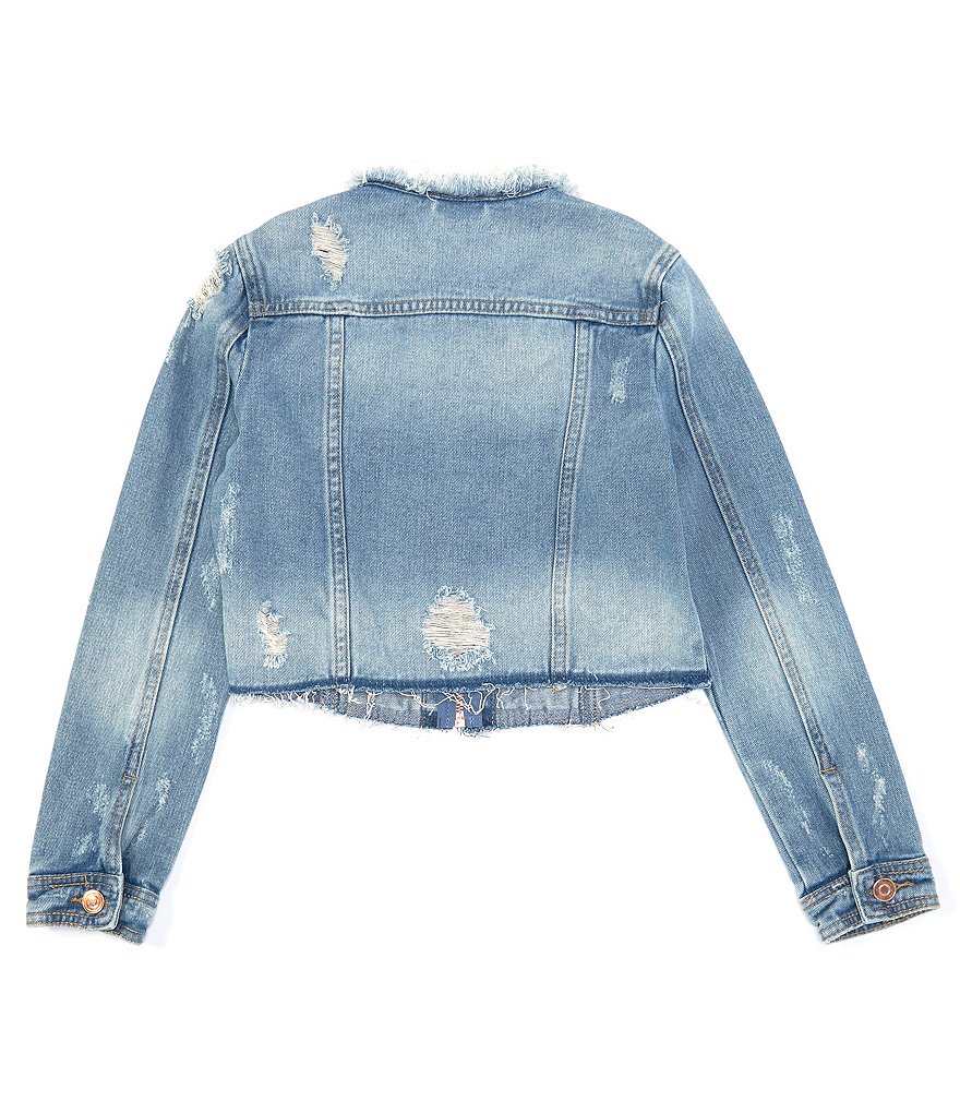 GB GB Girls Big Girls 7-16 Cropped Distressed Denim Jacket