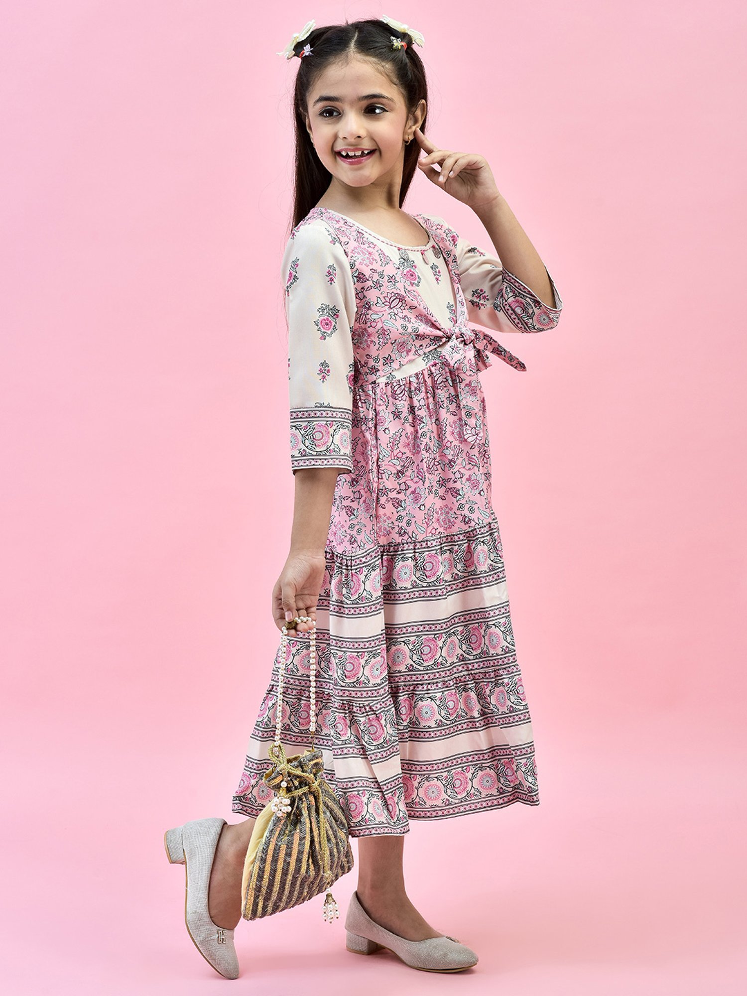 Juniper Girls Pink Floral Print Maxi Dress