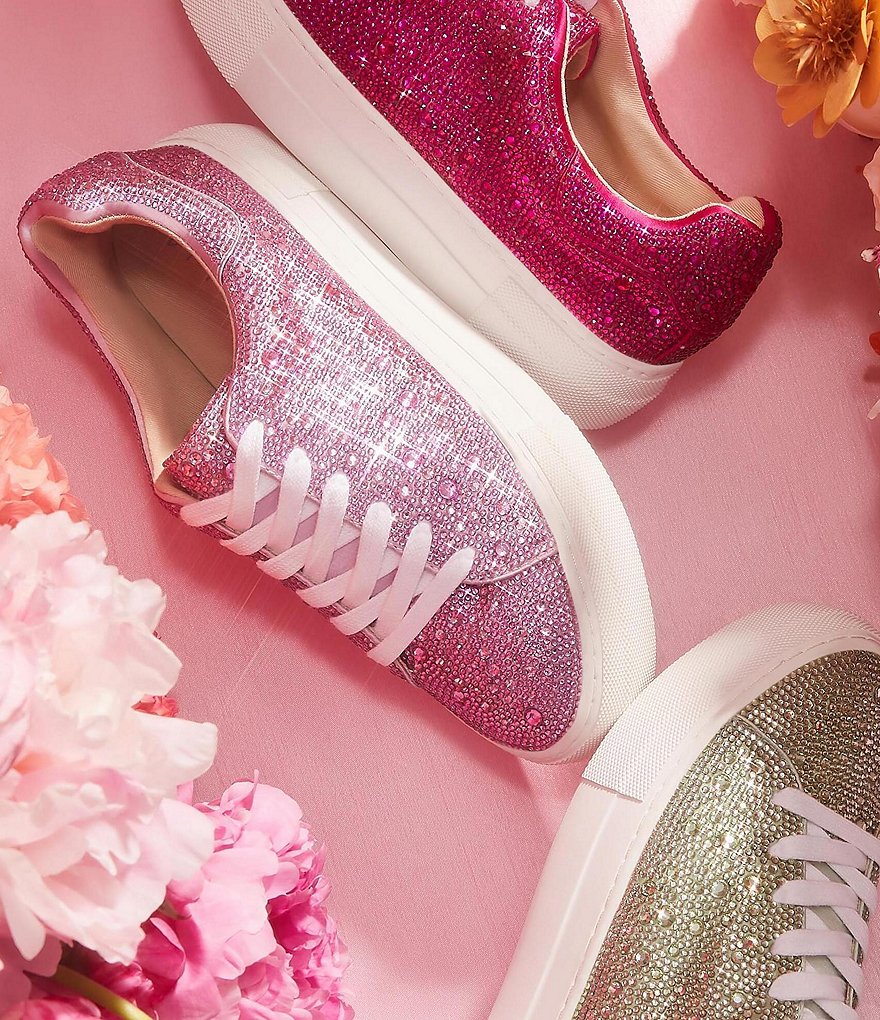 Blue by Betsey Johnson Sidny Rhinestone Embellished Platform Lace-Up Sneakers