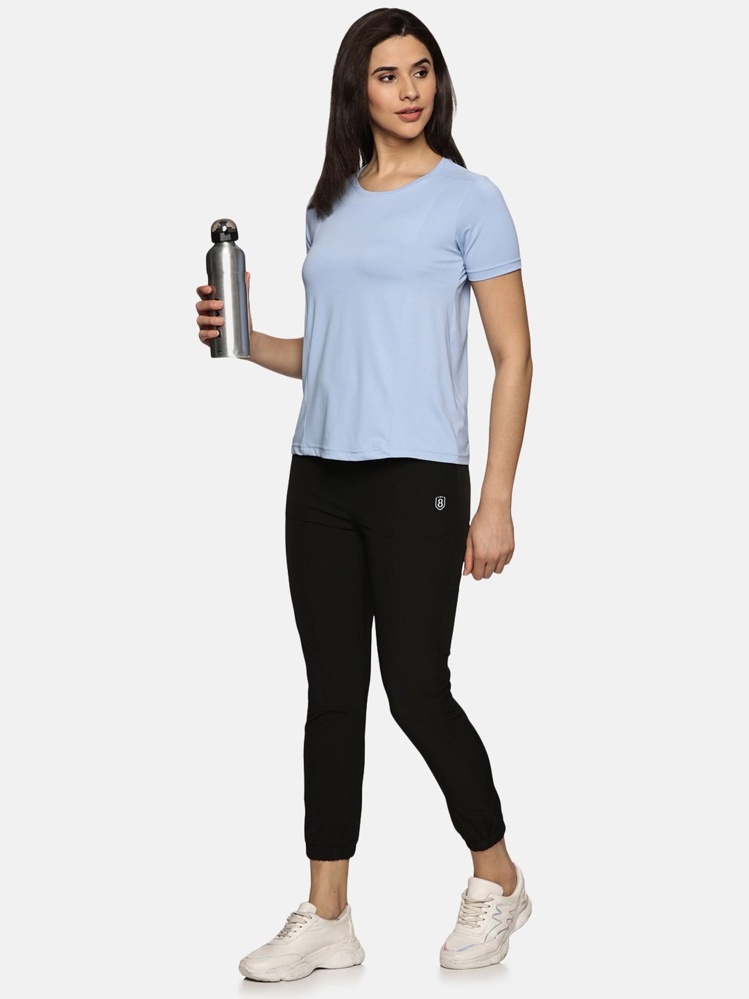Domin8 Women Breathable Quick Dry  Regular Fit Sports T-Shirt (Sky Blue)