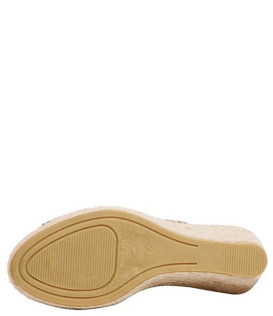 Andre Assous Reese Croc Embossed Leather Espadrille Platform Wedge Sandals