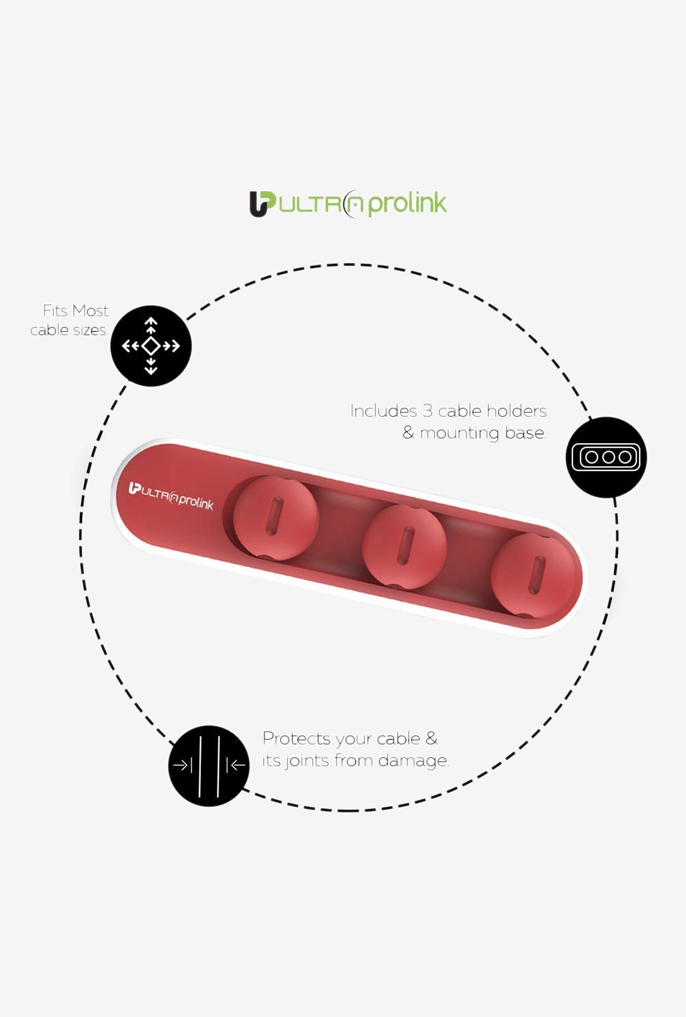 ULTRAPROLINK UM1001 Cable Tidy Magnetic Cable Organizer (Red)