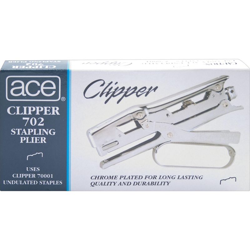 Ace Clipper Stapler Lightweight 210 Staple Capacity Chrome 07020