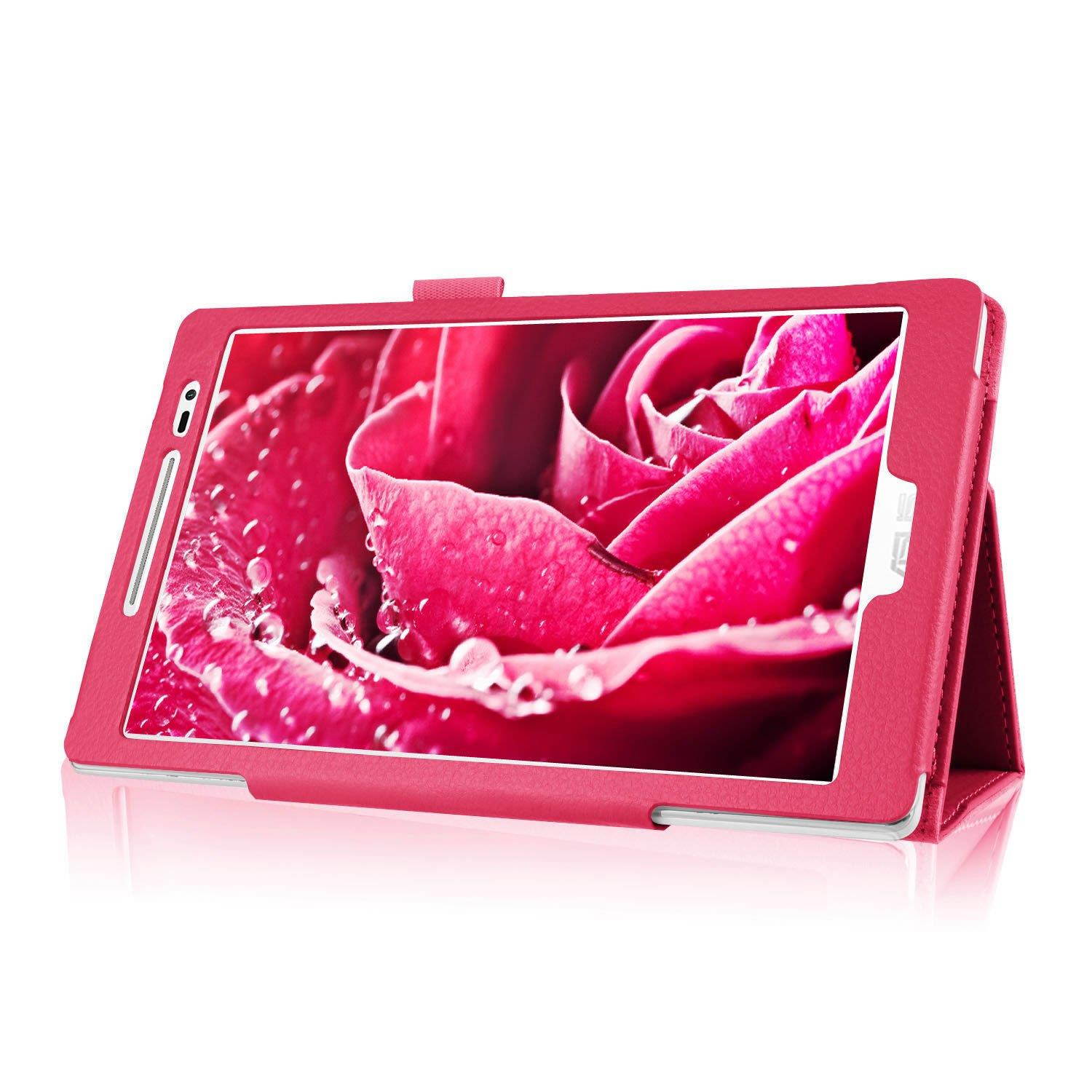 FastSun Luxury Leather Slim Flip Stand Magnetic Tablet Case Skin For ASUS Zenpad 8 Z380C (Rose)