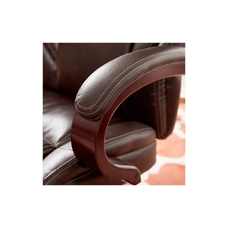 Bellamy Bonded Leather Executive Office Chair with Memory Foam Cushions, Brown