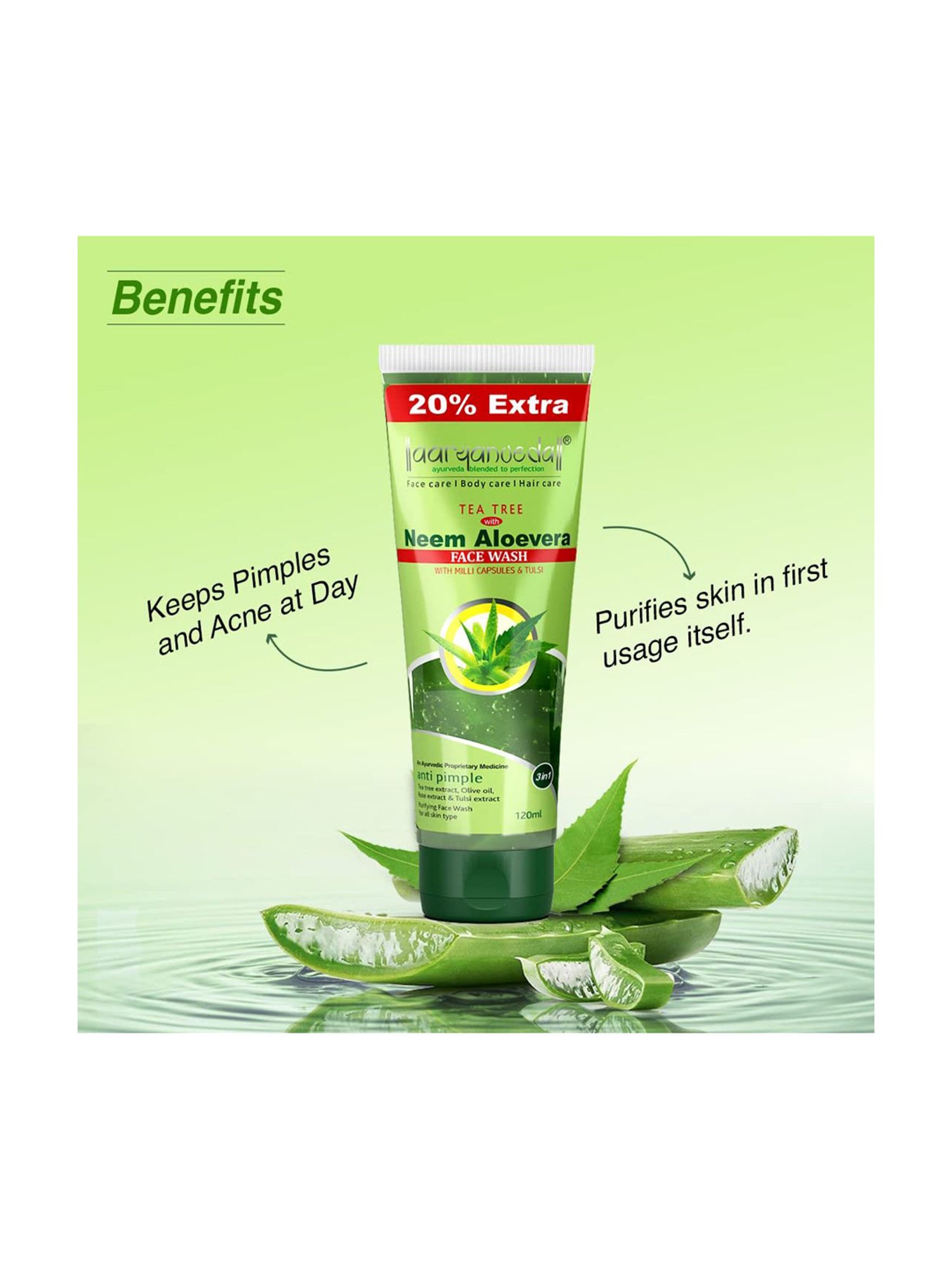 Aryanveda Tea Tree Face Wash With Neem & Aloe vera Extracts (Pack of 2)