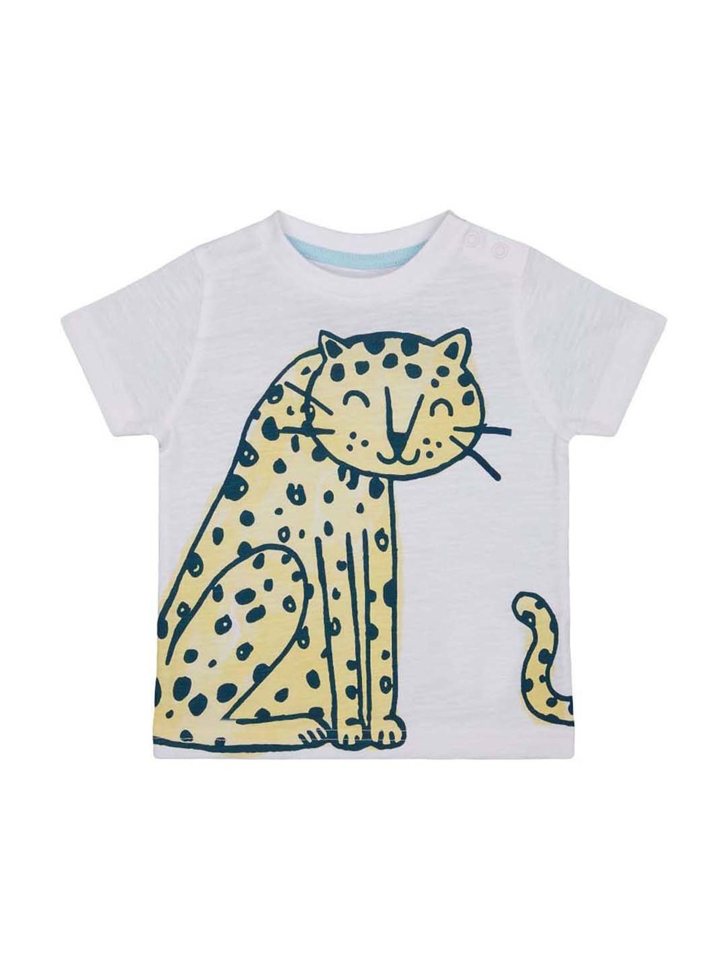 Mothercare Kids White & Yellow Cotton Printed T-Shirt