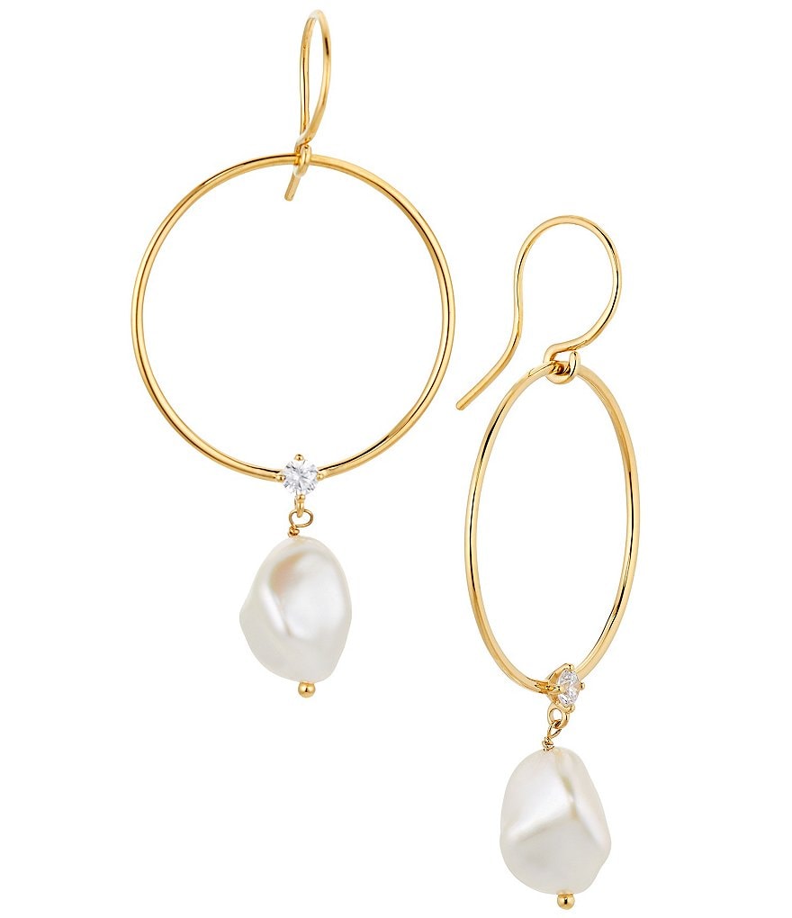 AJOA by Nadri Pearl Frontal Hoop Earrings