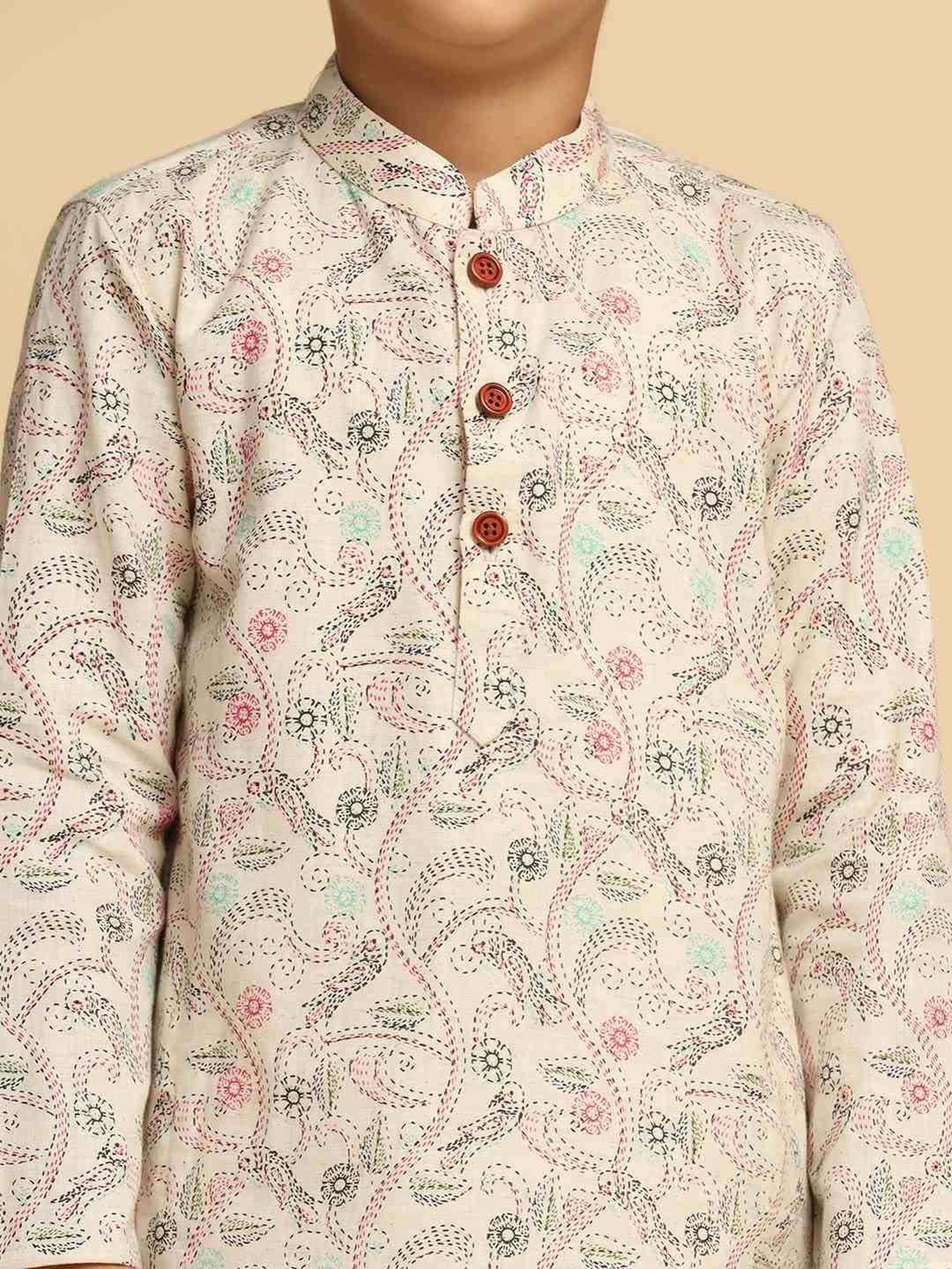 KISAH Kids Multicolor Cotton Printed Full Sleeves Kurta