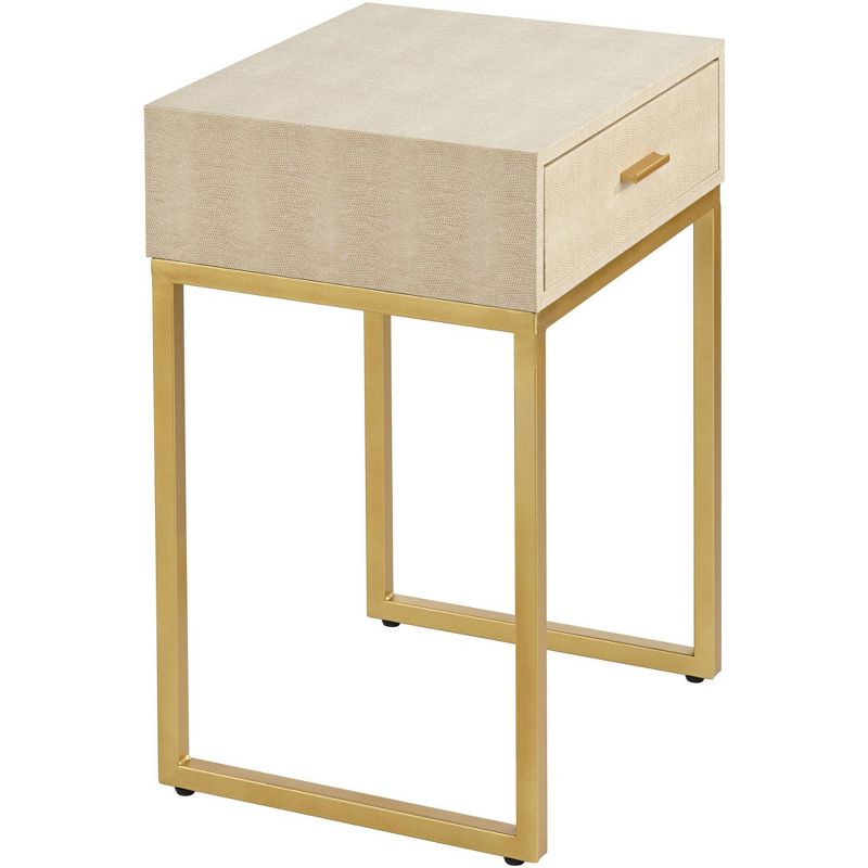 55 Downing Street Les Revoires 16" Wide Cream and Gold 1-Drawer Accent Table