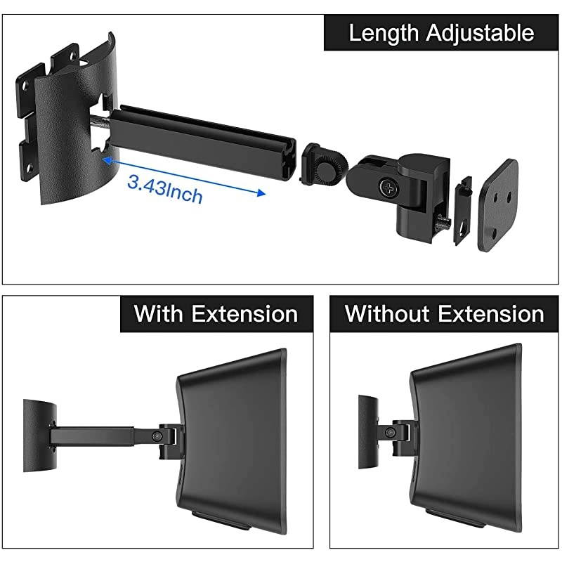 Pack Wall Or Ceiling Mount for Logitech Z906 5Surround Sound Speaker System Tilt and Swivel Adjustable Mounting Bracket for Logitech Z906 Satellite Speakers Wall Mounts