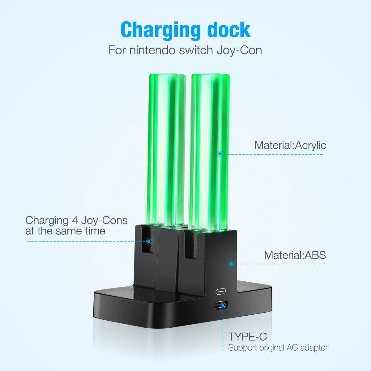 For Nintendo Switch Joy-con 4 Port Controller Charger Charging Dock Station