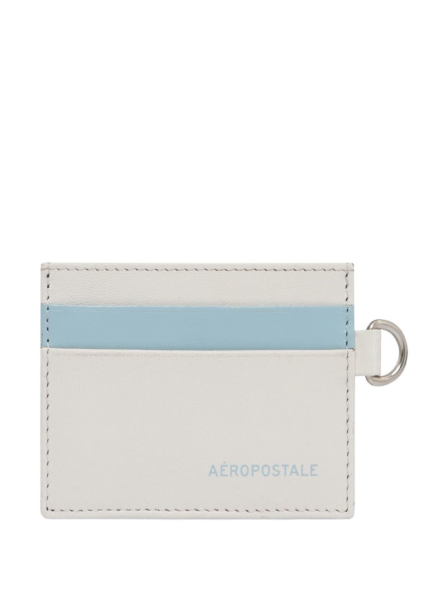 Aeropostale Oxnard Ivory & Blue Color Block Card Holder