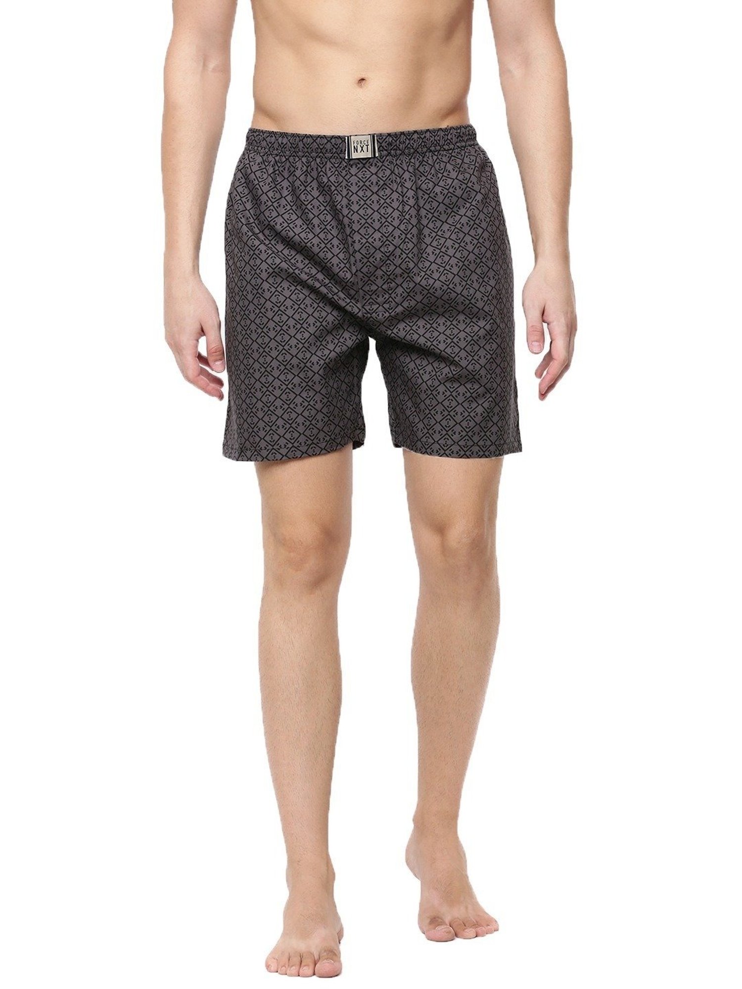 Force NXT Black Cotton Regular Fit Printed Boxers