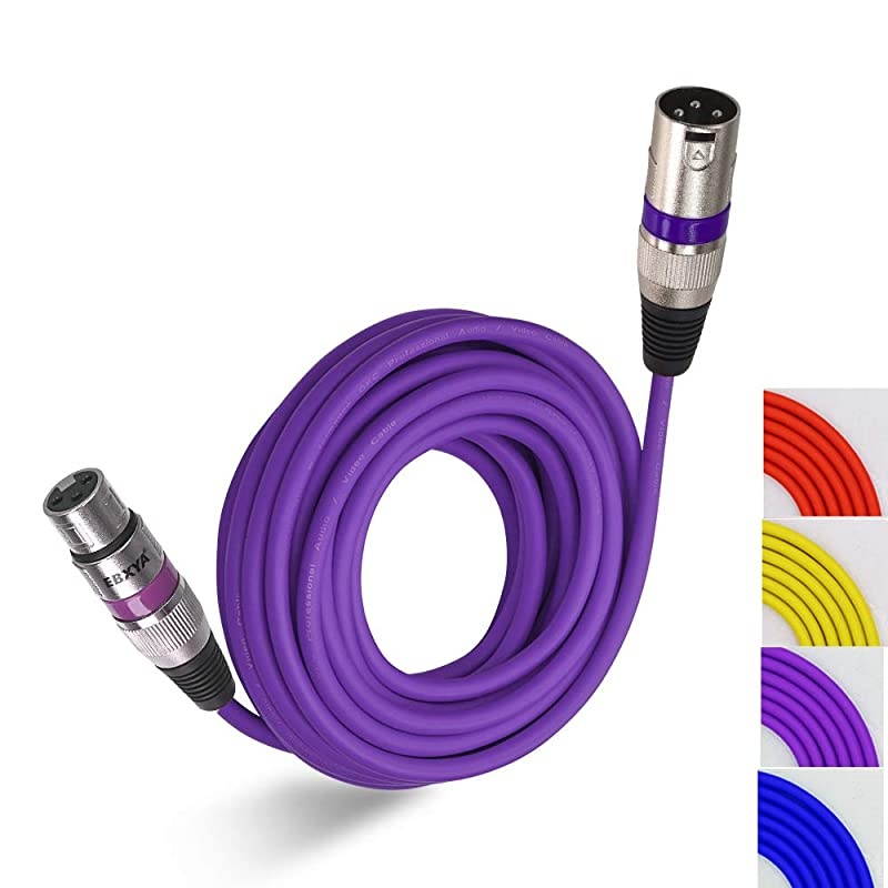 XLR Microphone Cable 25 Feet 4 Color Packs 3 Pins Balanced XLR Patch Cable Male to Female