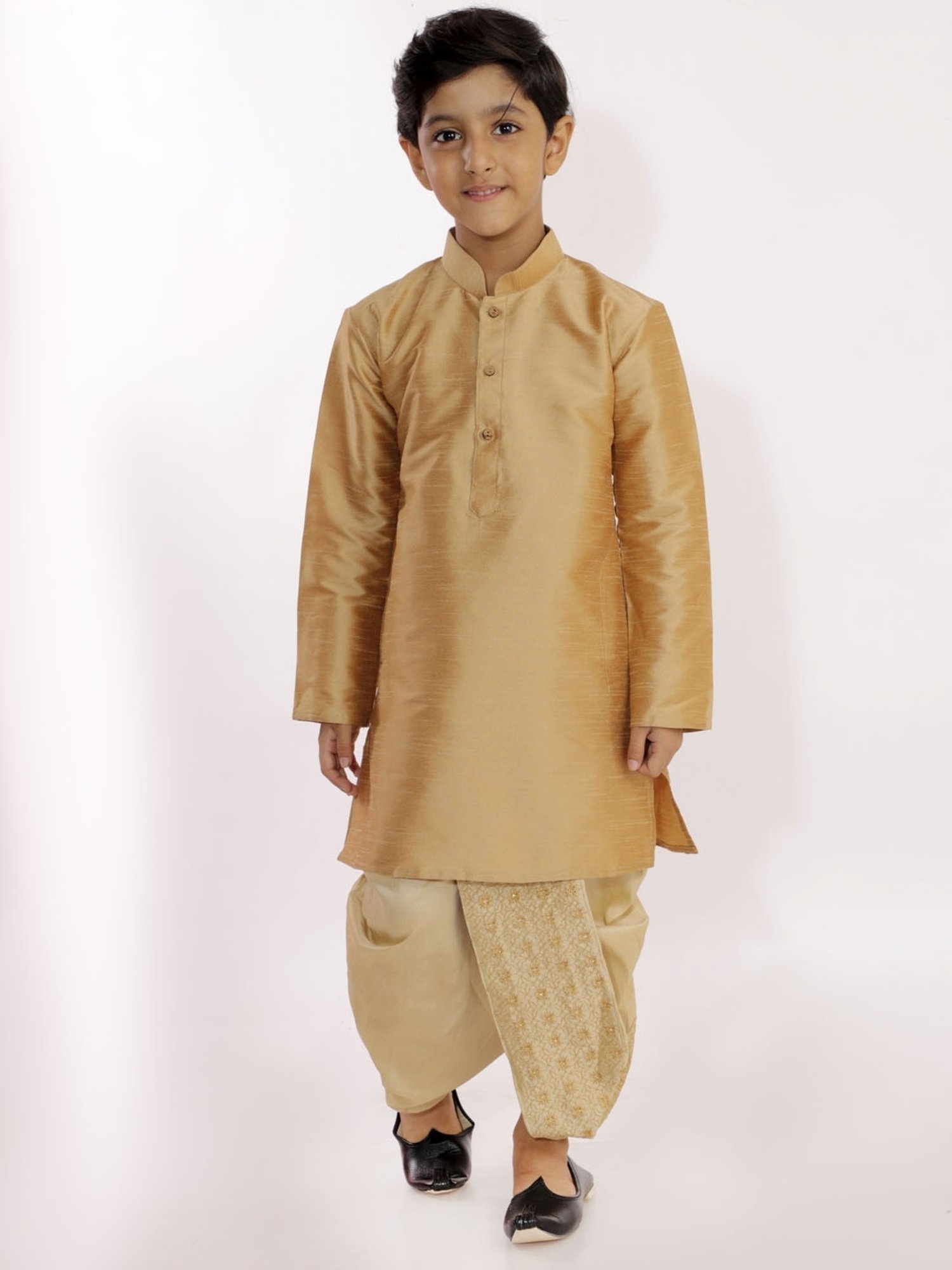 VASTRAMAY Kids Golden Embroidered Dhoti