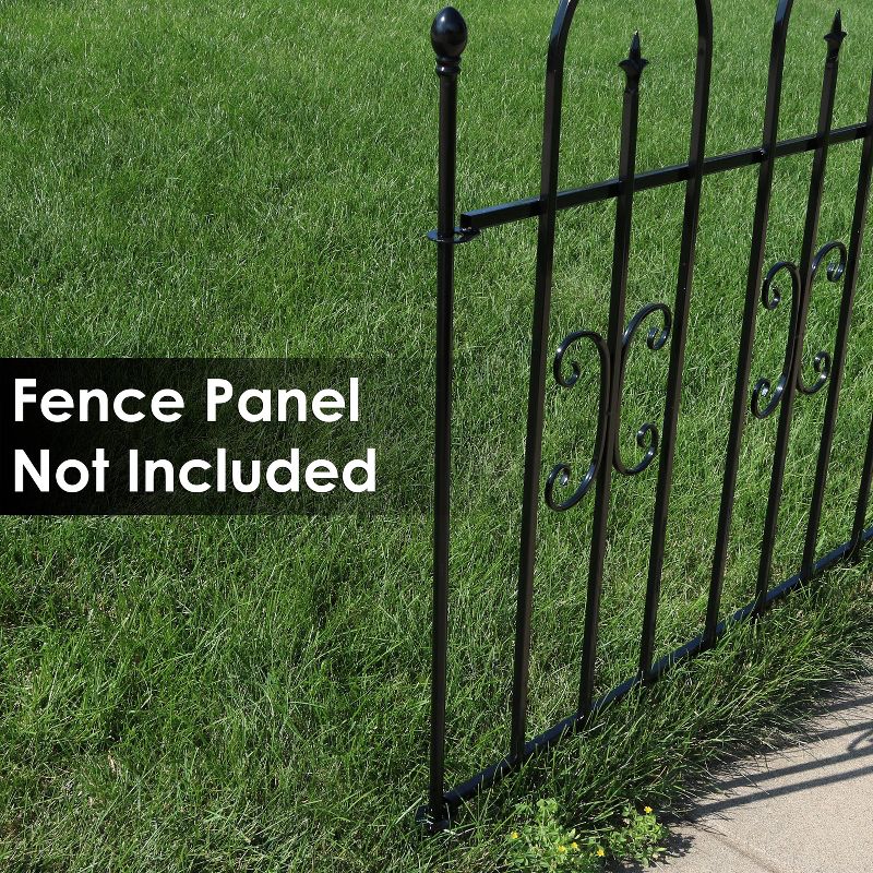 3' Iron Fence Post - Black - Sunnydaze Decor