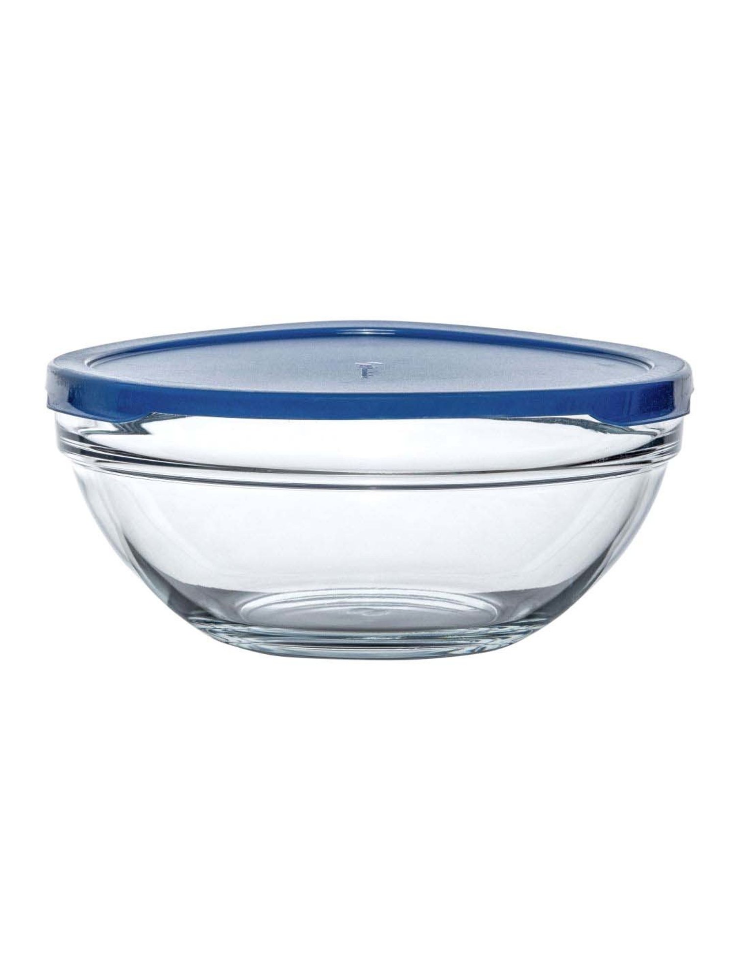 Pasabahce Tempered Transparent & Blue Glass Mixing Bowl With Lid (1.7 L)