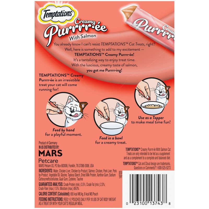 Temptations Creamy Puree Salmon Cat Treats - 1.7oz