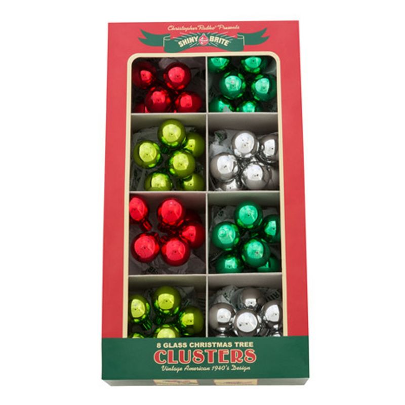 Shiny Brite 1.75" Hs Clusters Ornaments Holiday Splendor St/8 Christmas  -  Tree Ornaments