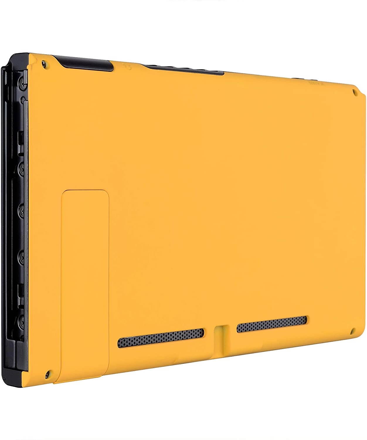 eXtremeRate Soft Touch Grip Caution Yellow Console Back Plate DIY Replacement Housing Shell Case for Nintendo Switch Console with Kickstand &ndash; JoyCon Shell NOT Included
