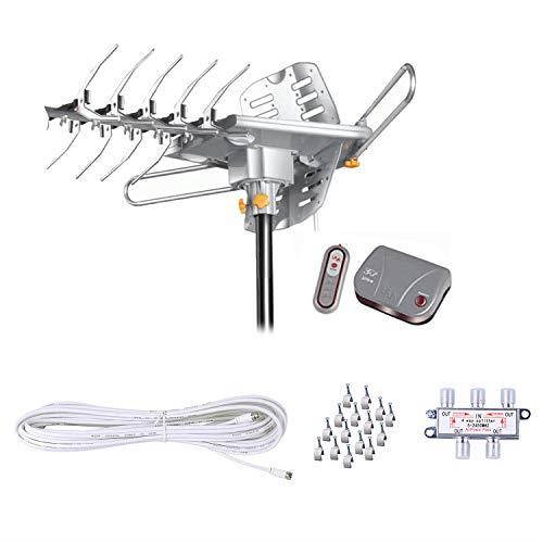 LAVA HD2605 Outdoor HD TV Antenna Remote Controlled Rotation Long Range 4K TV Top Rated + Installation Kit