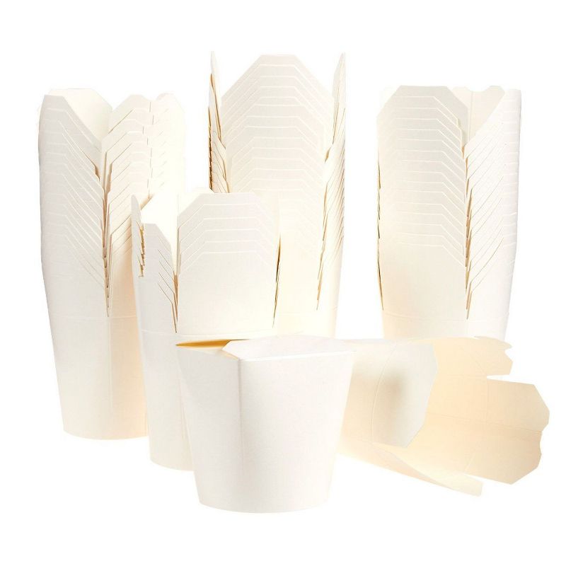 Blue Panda 60 Pack Chinese Style Take Out Food Containers, 16oz Microwavable & Stackable Pint Size to Go Food Boxes, White