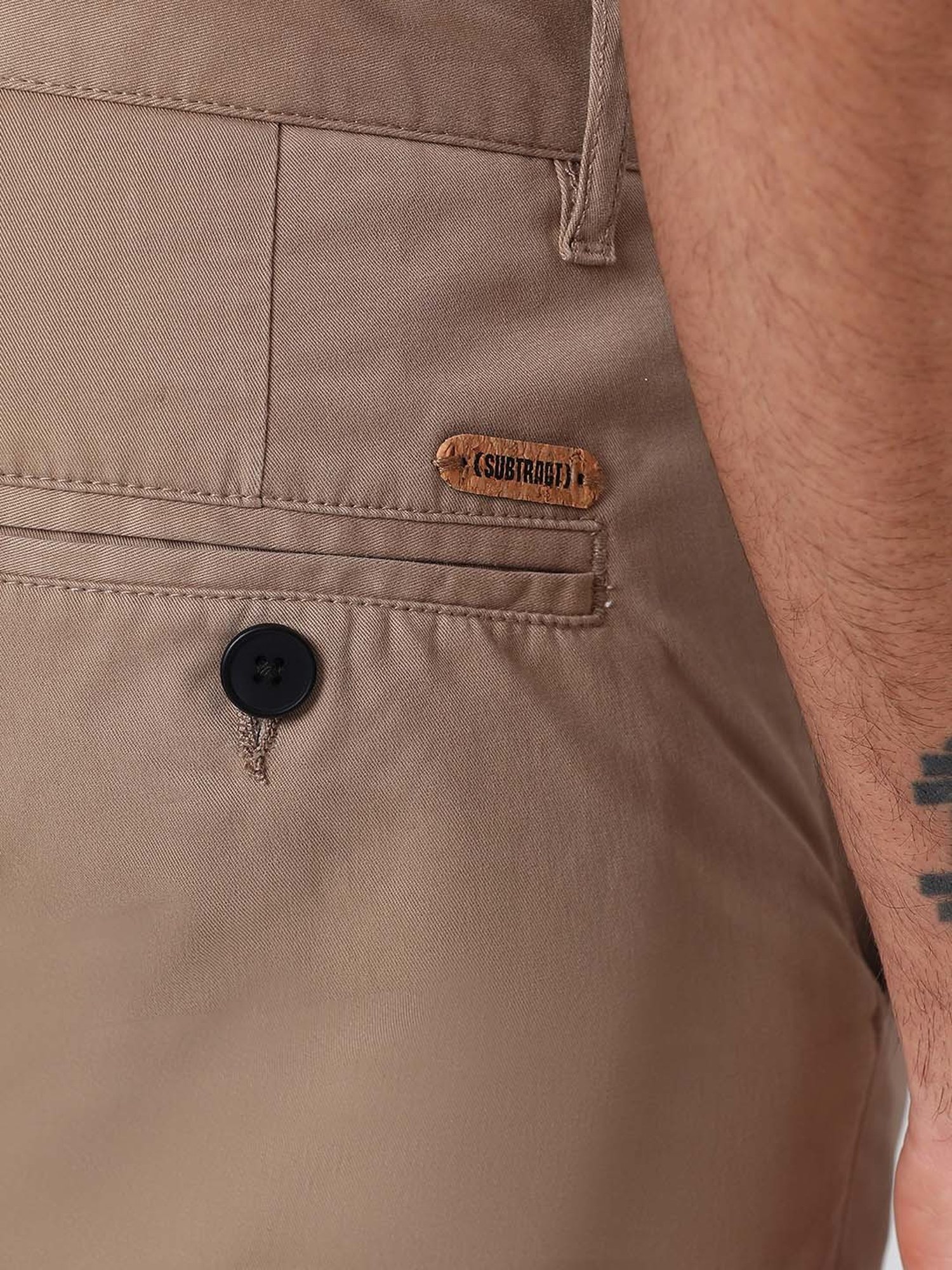 SUBTRACT Khaki Slim Fit Chinos