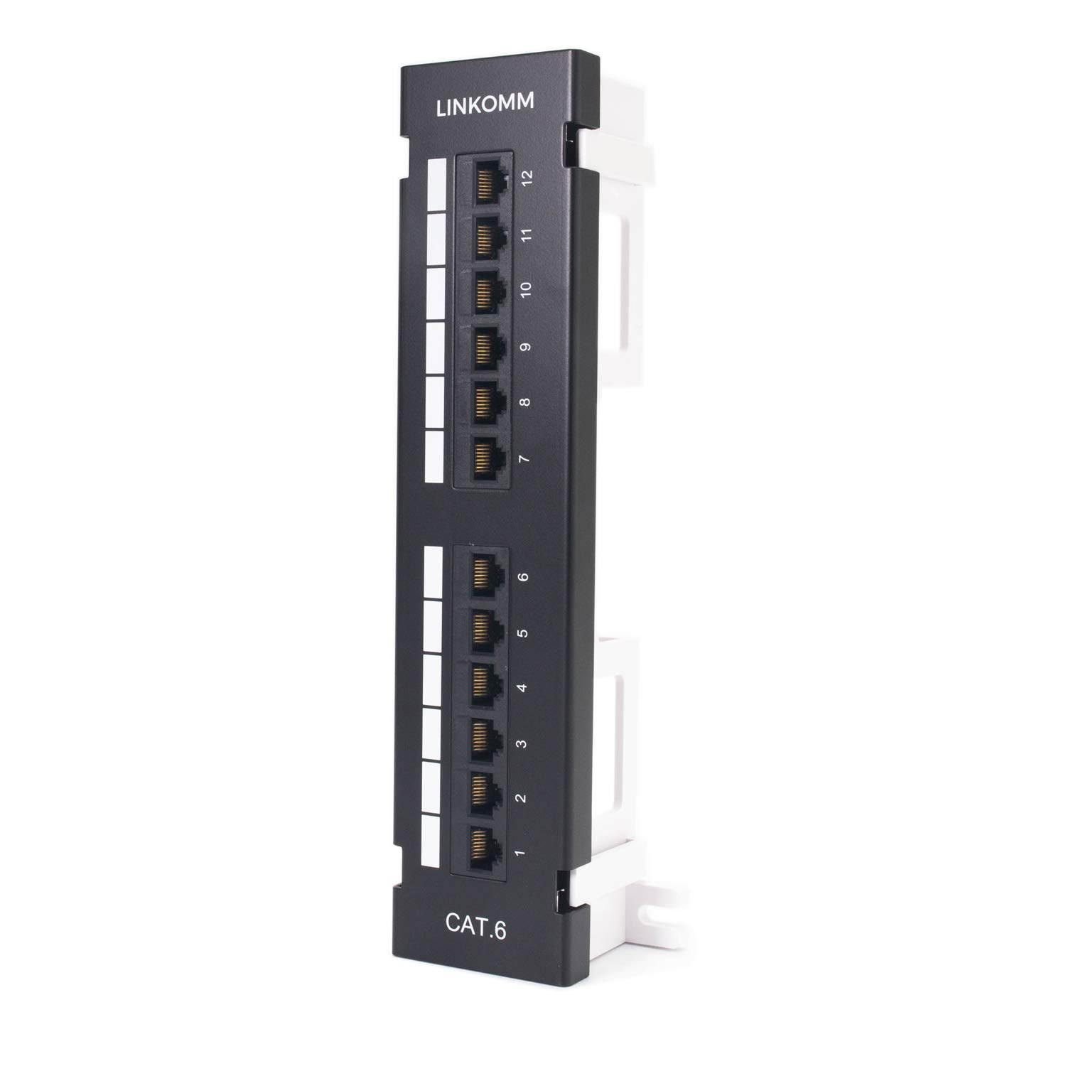 LINKOMM UL Listed RJ45 Cat6 12-Port UTP Unshielded Patch Panel with 89D Mounting Bracket/Vertical Mini Patch Panel