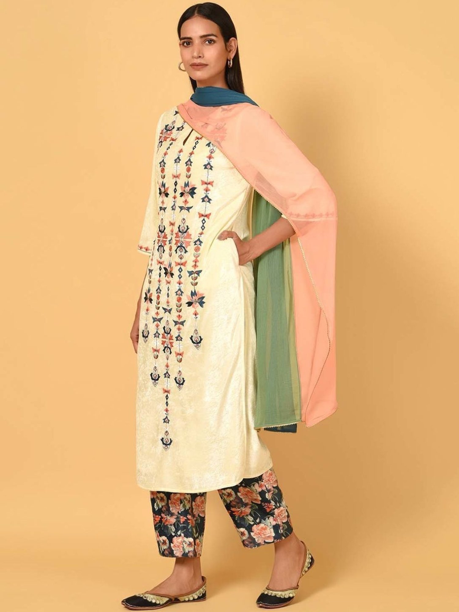 Nuhh Ecru Kurta With Pant & Dupatta