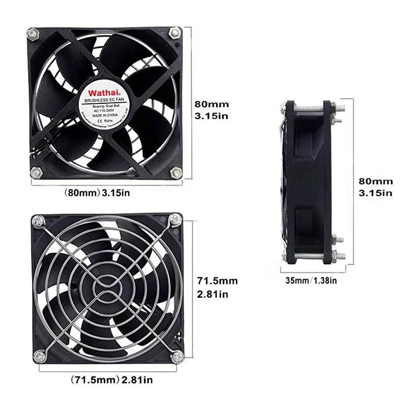 EC Axial Fan AC 110V 115V 120V 220V 240V Brushless Cooling Fan 80mm x 25mm