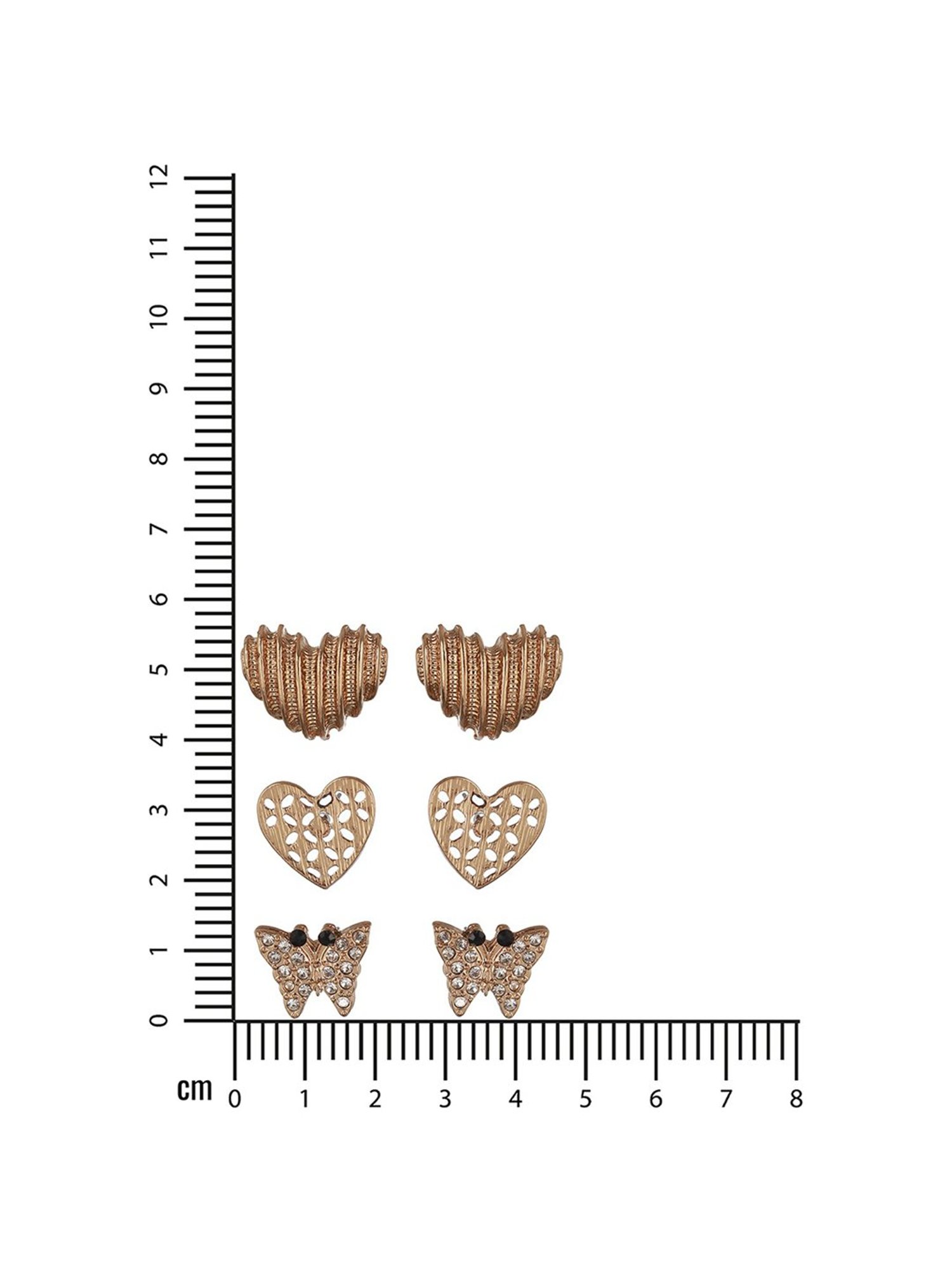 Aatmana Rose Gold Heart Shaped Stud Earrings - Set of 3