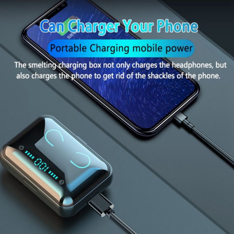 Bluetooth 5.0 Wireless Earbuds with Wireless Charging Case IPX7 Waterproof TWS Stereo Headphones in Ear Built in Mic Headset Premium Sound with Deep Bass for Sport,Black