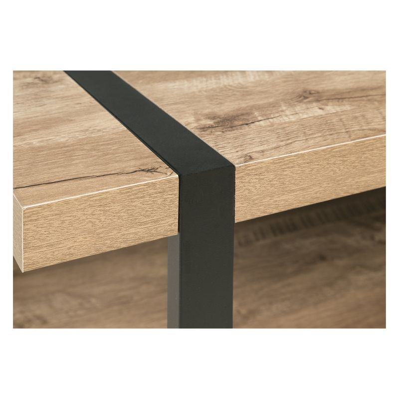 Bourbon Foundry Coffee Table Wood and Inset Black Steel Oak - OneSpace