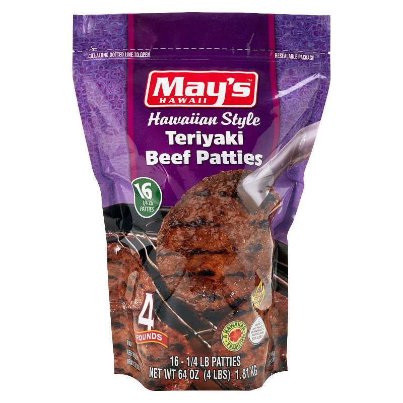 May's Hawaiian Style Teriyaki Beef Patties - Frozen - 4lbs