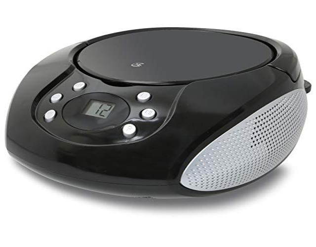 gpx, inc. portable toploading cd boombox with am/fm radio and 3.5mm line in for mp3 device  black