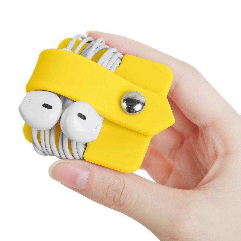 ELFRhino Silicone Earphone Organizer Earphone Wrap Winder Headphone Cord Organizer Wrap Winder Manager/Cable Winder Yellow