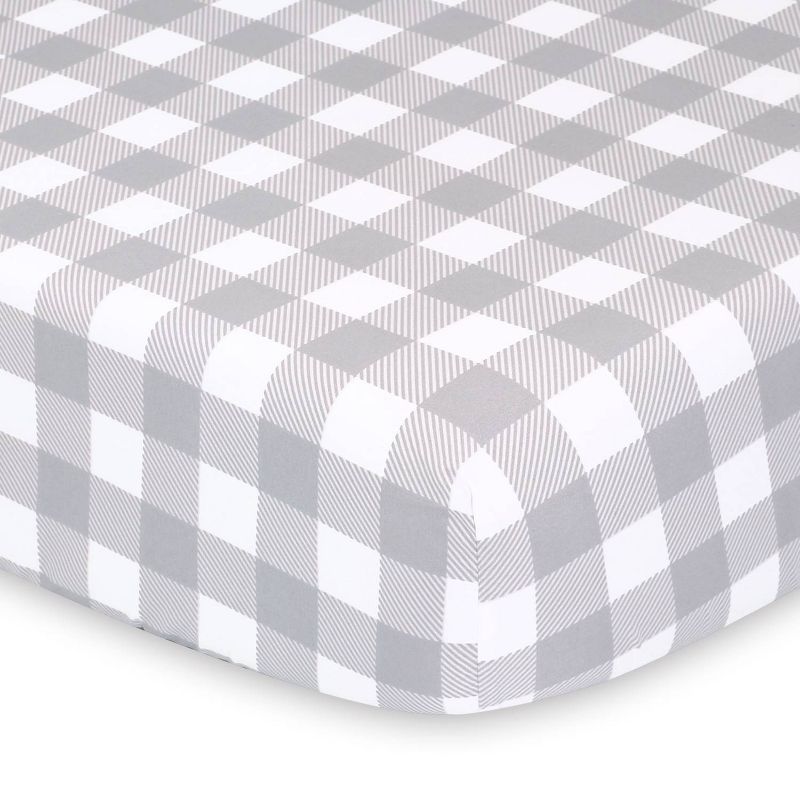 The Peanutshell Playard Sheets - Red Buffalo Plaid/Gray Plaid 2pk